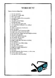 English Worksheet: Word Hunt