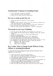 English Worksheet: Dale Carnegie tips