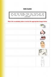 English worksheet: Body Slang