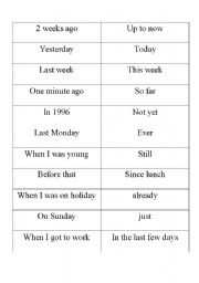 English worksheet: past or present perfect cards