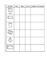 English Worksheet: 3D shapes 