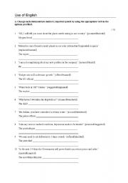 English Worksheet: Exercise on Reported Speech + Key