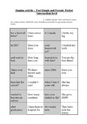 Domino activity (No. 9) - Past Simple and Present Perfect 