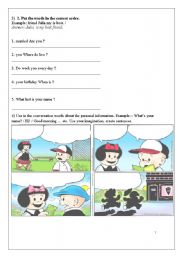 English Worksheet: Put the words in the correct order and write a history