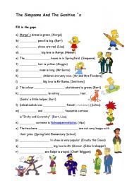 English Worksheet: The Simpsons and the genitive `s 