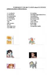 English worksheet: illnesses