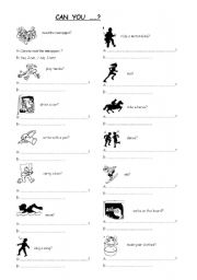 English Worksheet: can you...?