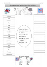 English Worksheet: British and American English