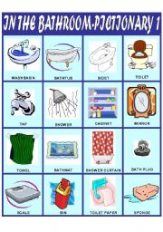 English Worksheet: In the Bathroom - Pictionary 1