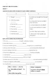 English Worksheet: relative clauses