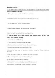 English worksheet: mixed exercises