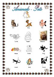 English worksheet: Pets Pictionary
