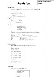 English worksheet: the verbs revision