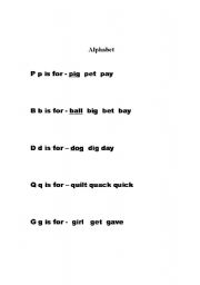 English Worksheet: Letter orientation pbdgq