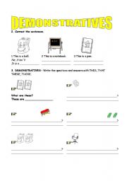 English worksheet: DEMONSTRATIVES