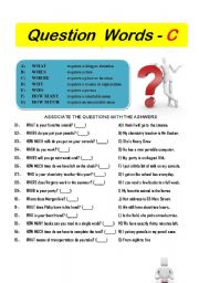 English Worksheet: Question Words - C
