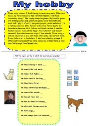 English Worksheet: My hobby - reading + questions