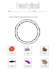 English Worksheet: More and Less / Pizza Toppings part 1