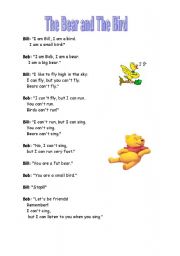 English Worksheet: The Bear and the Bird 01