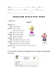 English Worksheet: 5th grade test
