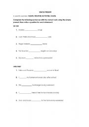 English worksheet: Simple present