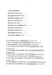 English Worksheet: family worksheet