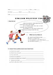 English Worksheet: 5th grade written test