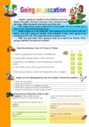 English Worksheet: Going on vacation