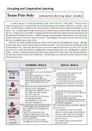 English Worksheet: Cooperative Learning (Writing) 