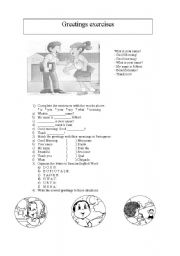 English Worksheet: Greetings Exercises