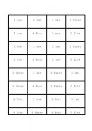 English worksheet: domino numbers 1 to 5