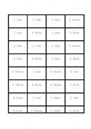 English Worksheet: domino numbers 1 to 5