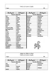 English Worksheet: British and American English 