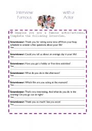 English Worksheet: Interview with a famous actor