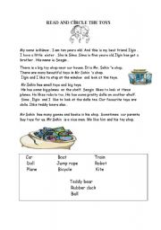 English worksheet: toys