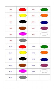 English worksheet: COLOURS DOMINOES