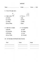 English worksheet: animals