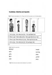 English worksheet: Adjectives & Opposites
