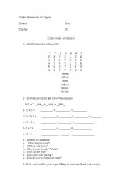 English worksheet: numbers