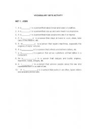 English worksheet: vocabulary set