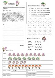 English Worksheet: NUMBERS 1 TO 20