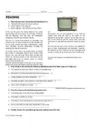 English Worksheet: Mass Media Influence (29 / 4 / 09)