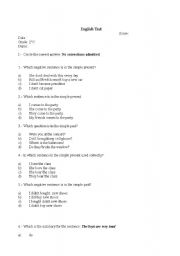 English worksheet: Test on Present and Past Simple