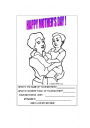 English worksheet: Mothers day
