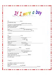 English worksheet: Song: If I were a boy