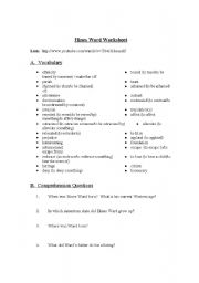 English Worksheet: Hines Ward
