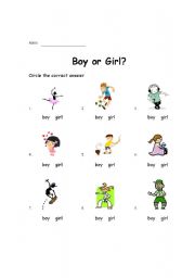 English Worksheet: Boy or Girl Review