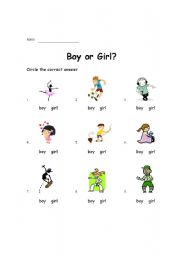 English worksheet: Boy or Girl Review