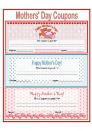 English Worksheet: Mothers Day Coupons
