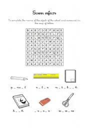 English Worksheet: School objects